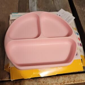 bUMKINS Baby Children’s Pink Silicone Grip Dish iNFANT easy wash dish highchair